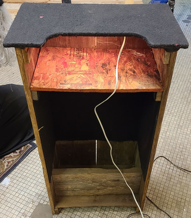 Barn Wood Podium Back Side with Light On